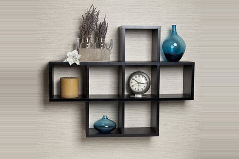 Cubby Laminated Walnut Veneer Shelving Unit