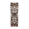 Three Piece Wooden Wall Panel Set with Traditional Scrollwork and Floral Details Brown 14255