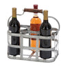 Metal Strip Wine Holder With Wooden Handle And Six Bottles Storage Gray 16175