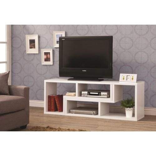 Hollow-Core TV Console and Bookcase Combination,  White