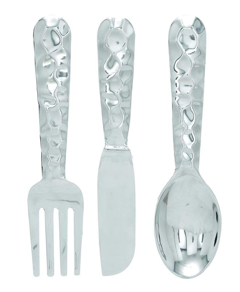 26169 Artistic Cutlery Wall Decor In Metal Set of Three Silver-Benzara 26169