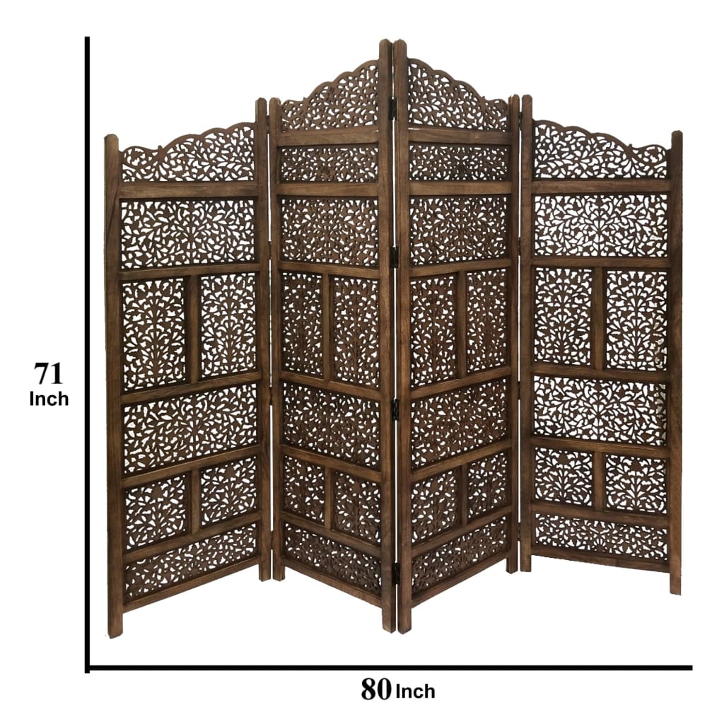 Villa Este Wood Room Divider 4 Panel Carved Screen 34006