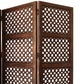 Decorative Four Panel Mango Wood Hinged Room Divider with Circular Cutout Design Brown 34010