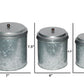 Galvanized Metal Lidded Canister With Ribbed Pattern Set of Three Gray 38164