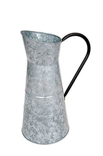 Classic Galvanized Metal Jug With Handle Gray By Benzara 38182