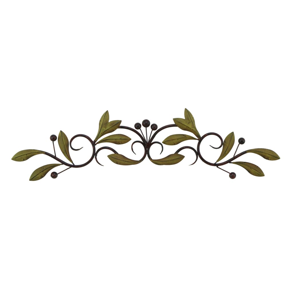 32 Inch Olive Branch Metal Wall Decor Green And Brown 63084