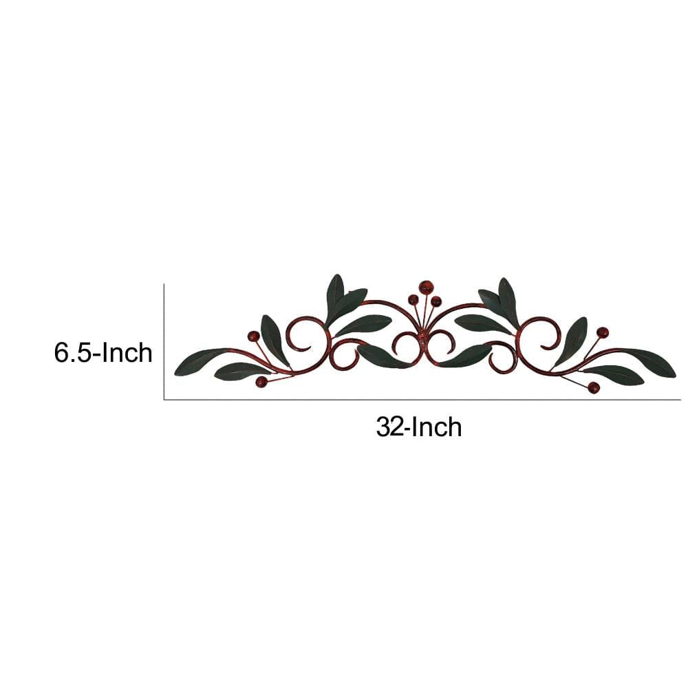 32 Inch Olive Branch Metal Wall Decor Green And Brown 63084