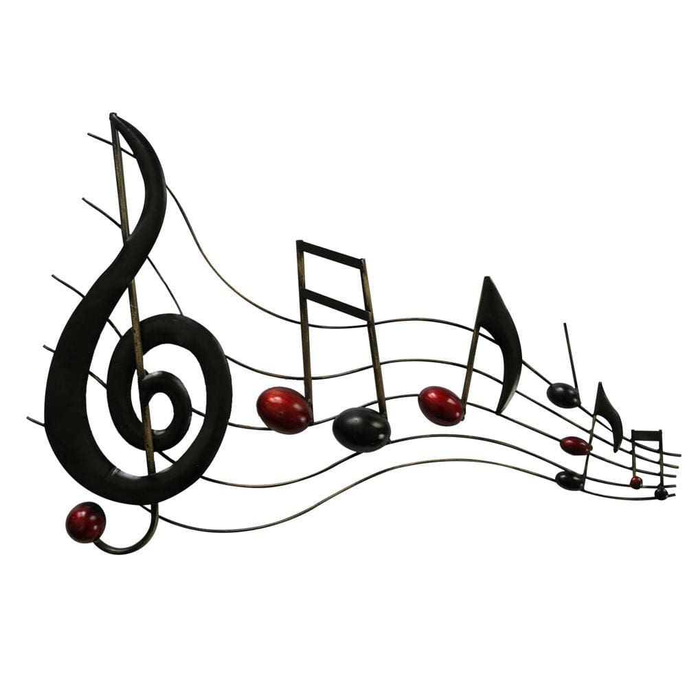 Metal Musical Notes Wall Hanging Art Decor Black and Copper By Casagear Home BM05414