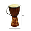 Decorative Wood and Faux Leather Djembe Drum with Side Handle Large Brown and Cream 89847