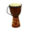 Decorative Wood and Faux Leather Djembe Drum with Side Handle Large Brown and Cream 89847