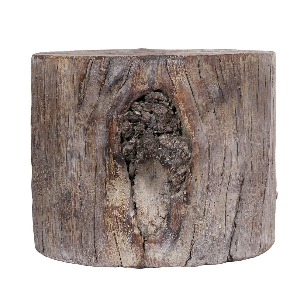 Round Tree Stump Cement Stool Weathered Brown By Casagear Home ABH-1411