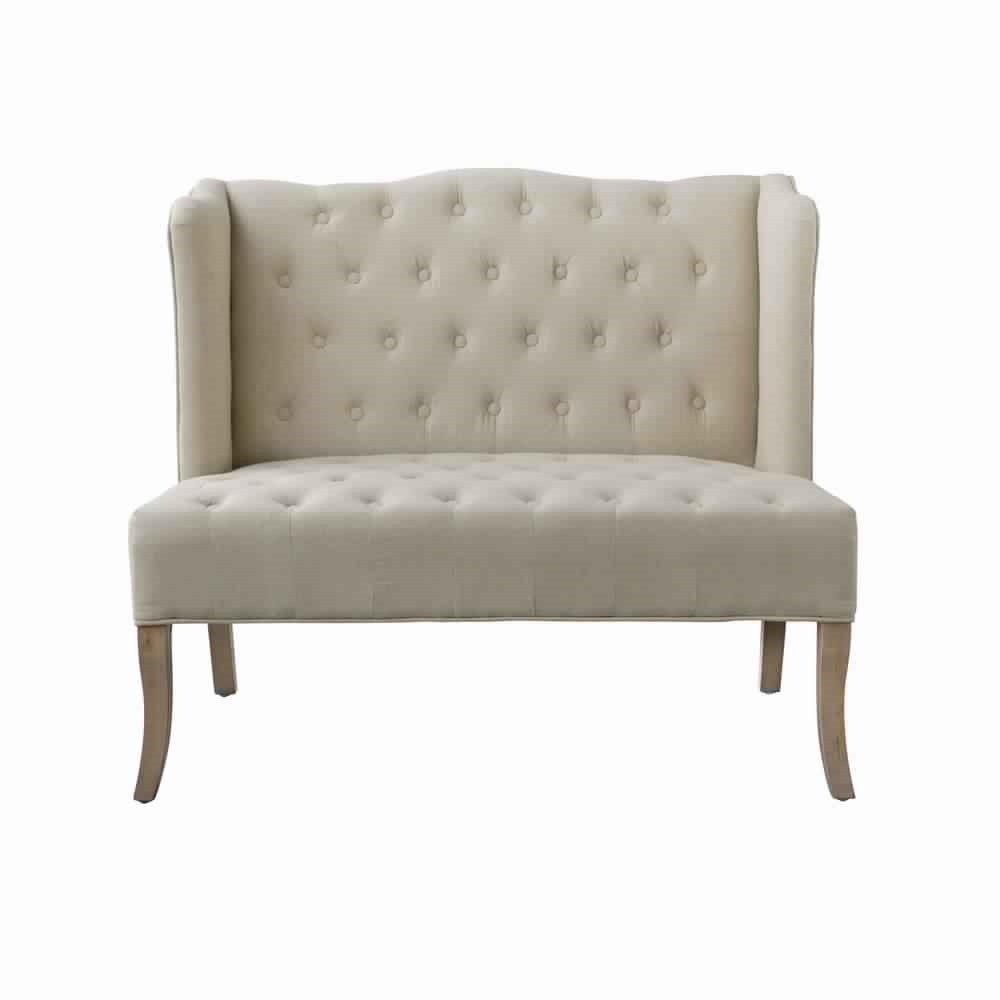 43 Inch Traditional Loveseat Wingback Button Tufting Cream Fabric By Casagear Home ABH-32342