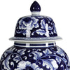 Floral Design Ginger Jar with Lid Blue and White By Casagear Home ABH-AV69766