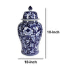 Floral Design Ginger Jar with Lid Blue and White By Casagear Home ABH-AV69766