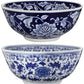 Set Of 2 Ceramic Bowls, Blue And White, By Casagear Home