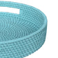 Handcrafted Rattan Lombok Coast Tray In Round Shape Blue ABH-KIH0664