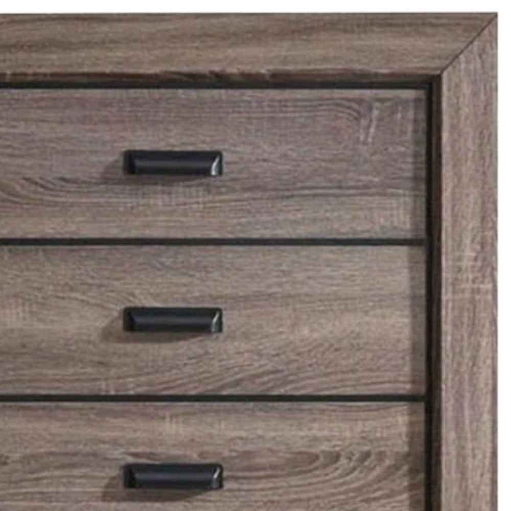 Five Drawer Chest With Scalloped Feet In Weathered Gray Grain Finish - ACME AMF-26026