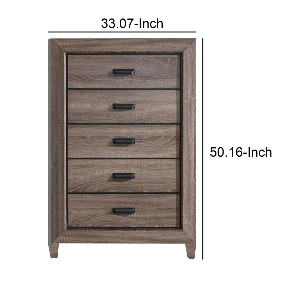 Five Drawer Chest With Scalloped Feet In Weathered Gray Grain Finish - ACME AMF-26026