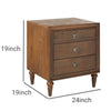 3 Drawer Wooden Nightstand with Turned Tapered Legs Brown AMF-26093