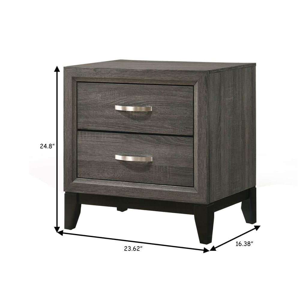 Two Drawer Nightstand With Tapered Feet Weathered Gray - ACME AMF-27053