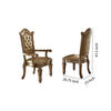 27 Inch Wood Dining Side Chair Faux Leather Set of 2 Gold AMF-63003