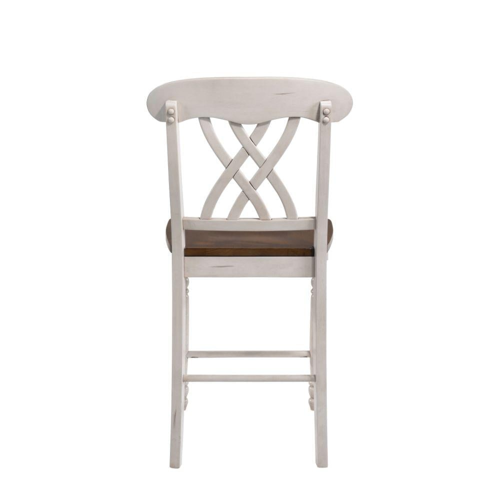 Wood Counter Height Dining Chair Set of 2 White and Brown AMF-70432