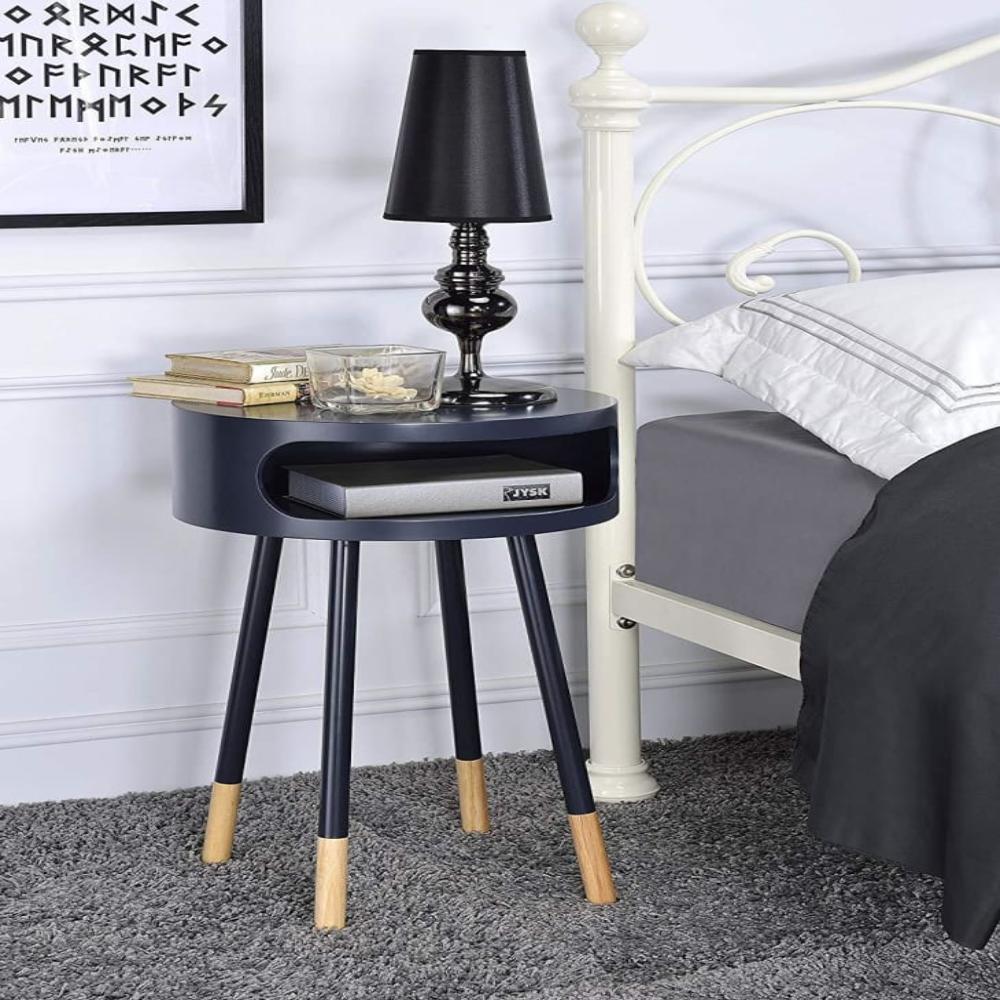 Sonria Round End Table, Black & Natural