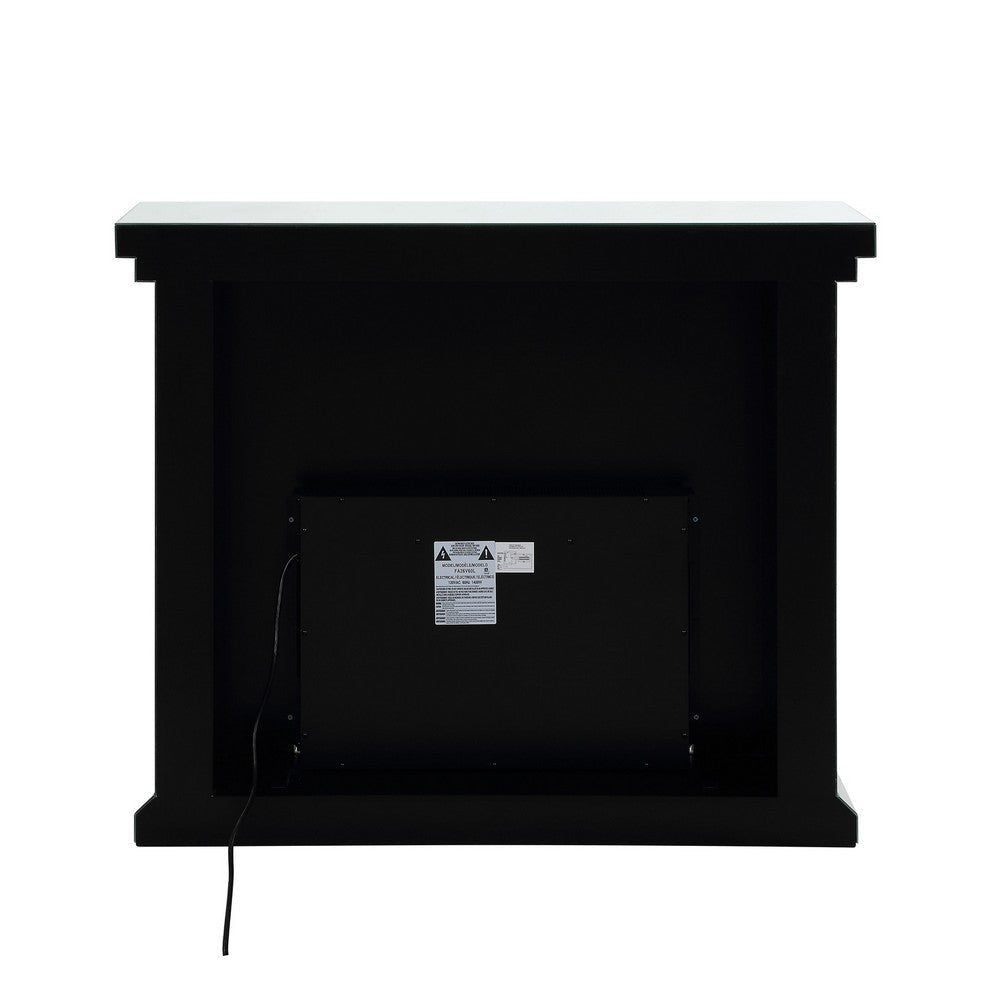 Wood and Mirror Electric Fireplace with Faux Crystals Inlay Clear and Black By Casagear Home AMF-90455