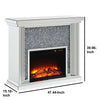 Wood and Mirror Electric Fireplace with Faux Crystals Inlay Clear and Black By Casagear Home AMF-90455