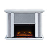 Wood and Mirror Electric Fireplace with Faux Crystal Dusted Face Clear and Black By Casagear Home AMF-90457