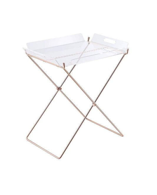 22" Acrylic Tray Table with X Metal Base, Copper