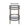 Oval Shaped Metal Serving Cart with 2 Shelves Silver AMF-98190