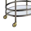 Oval Shaped Metal Serving Cart with 2 Shelves Silver AMF-98190