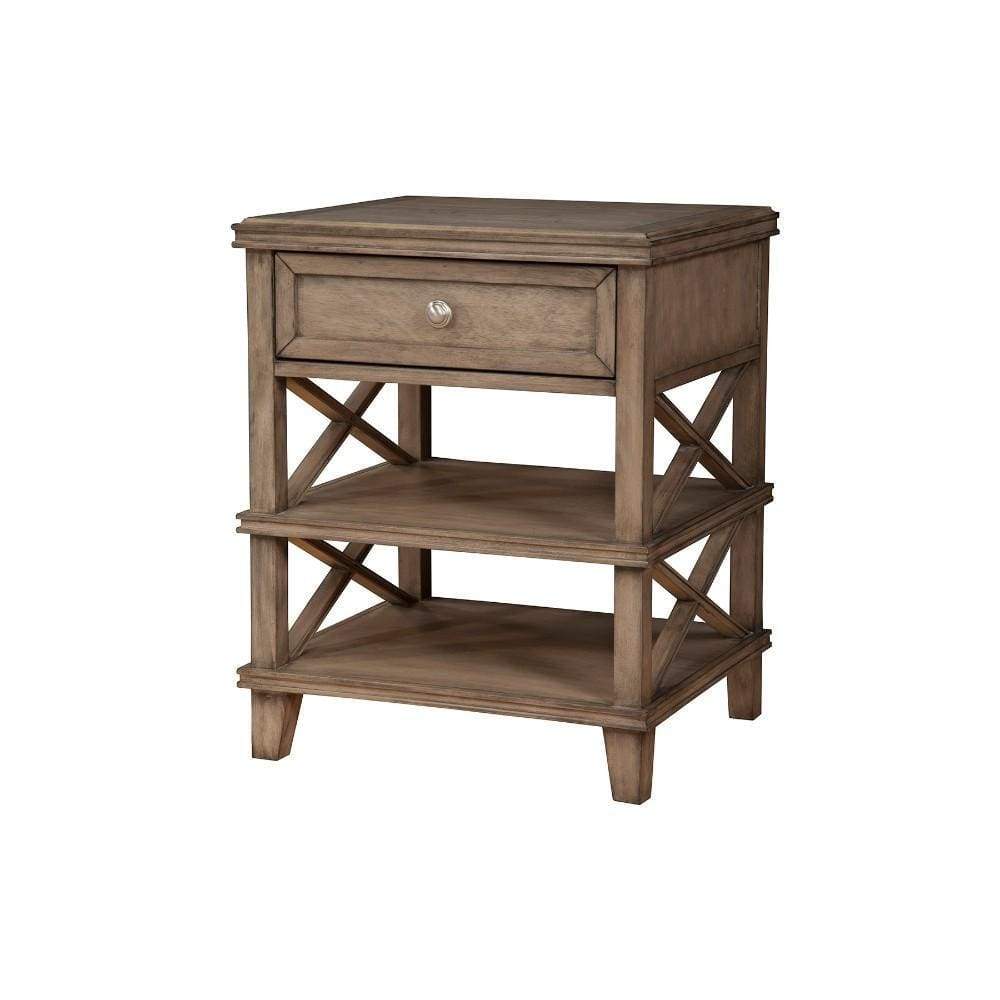 Mahogany Wood Nightstand with 1 Drawer in French Truffle Brown APF-1055-02