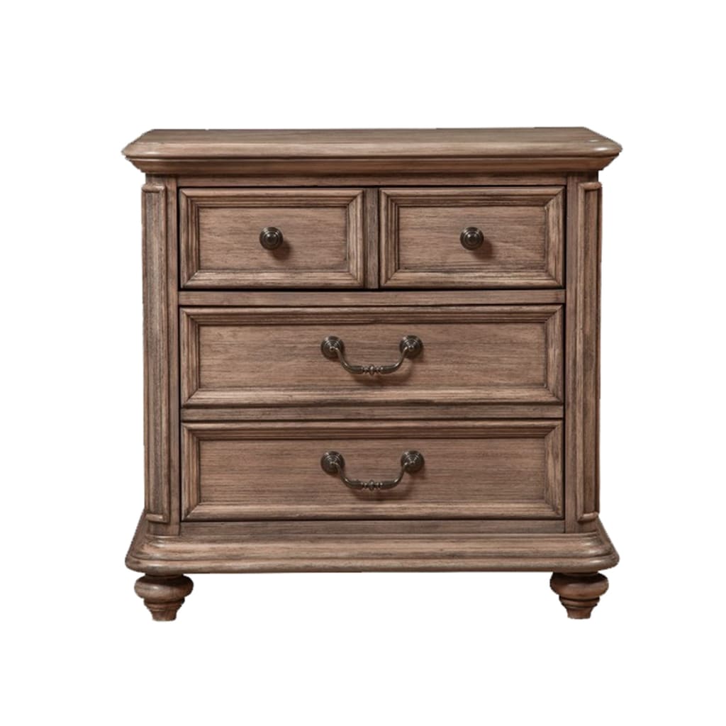 Mahogany Wood 4 Drawer Nightstand in French Truffle Brown APF-1200-02