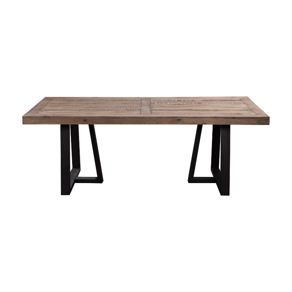 Wood And Metal Rectangular Dining Table Brown And Black By Casagear Home