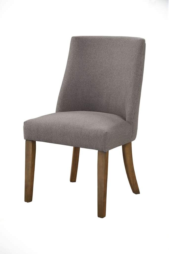 Fabric Upholstered Wooden Side Chairs With Curved Backrest, Set of Two, Gray and Brown - 2668-12 By Casagear Home