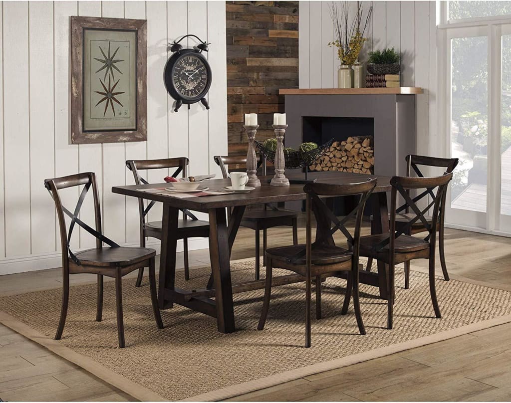 Convenient Metal Accented Side Chairs In Rubberwood Set Of 2 Brown