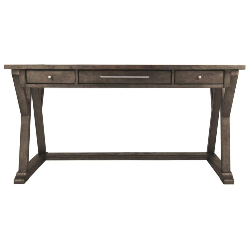 Three Drawer Wooden Desk with Cross Brace Stretcher and Faux Bluestone Top Gray - H741-44 AYF-H741-44