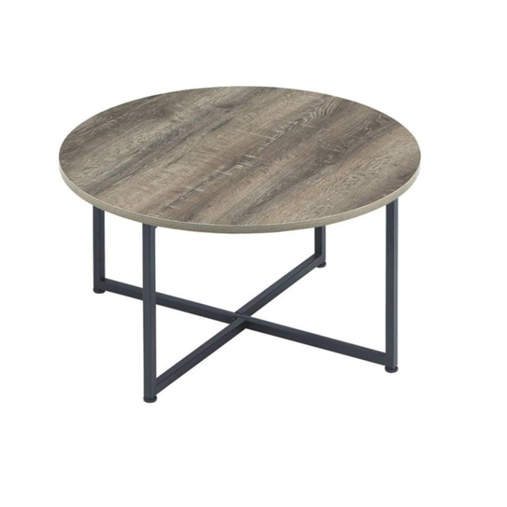 Wooden Table Set with Sturdy Metal Base Set of Three Gray and Brown - T103-213 AYF-T103-213