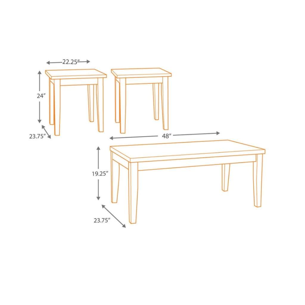 Faux Marble Top Table Set with Tapered Wooden Legs Set of Three Black and Gray - T204-13 AYF-T204-13