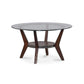 Round Wooden Table Set with Glass Top and Lower Shelf Set of Three Brown and Clear - T210-13 AYF-T210-13