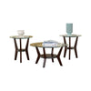 Round Wooden Table Set with Glass Top and Lower Shelf Set of Three Brown and Clear - T210-13 AYF-T210-13