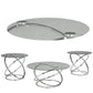 Contemporary Glass Top Table Set with Metal Rings Base Clear and Silver - T270-13 AYF-T270-13