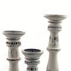 Distressed Mango Wood Pillar Shaped Candle holder Set of 3 White By Benzara 51519