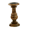 Pillar Shaped Wooden Candle Holder Set of 3 Brown 51536