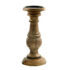 Pillar Shaped Wooden Candle Holder Set of 3 Brown 51536