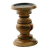 Pillar Shaped Wooden Candle Holder Set of 3 Brown 51536