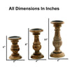 Pillar Shaped Wooden Candle Holder Set of 3 Brown 51536