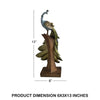 Polystone Decorative Peacock Figurine with Block Stand Green and Gold By Casagear Home BM04276